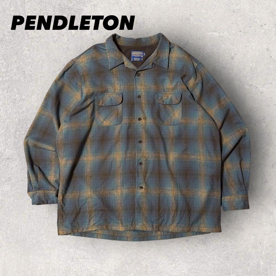 【ペンドルトン】ウールシャツ　ボート　ネルシャツ　オンブレ　人気カラー　古着 b