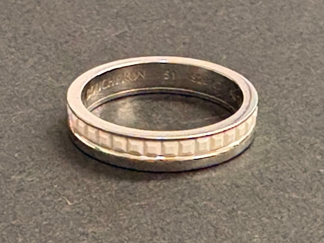 ★送料込★ ブシュロン 750 キャトル ダブルホワイト リング ハーフ 51