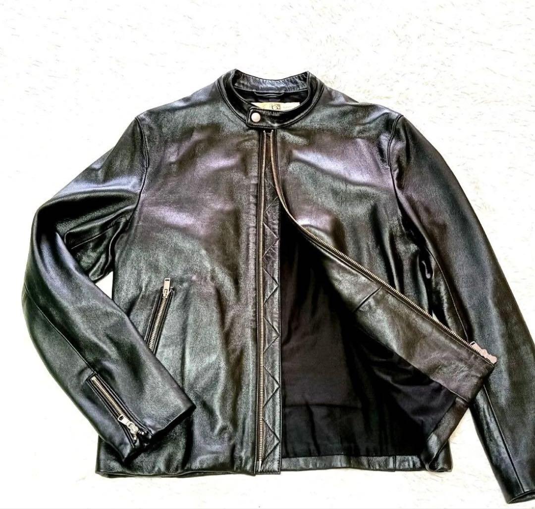 【極美品】ナノユニバース 本革 ラムレザー ライダースジャケット シングル L