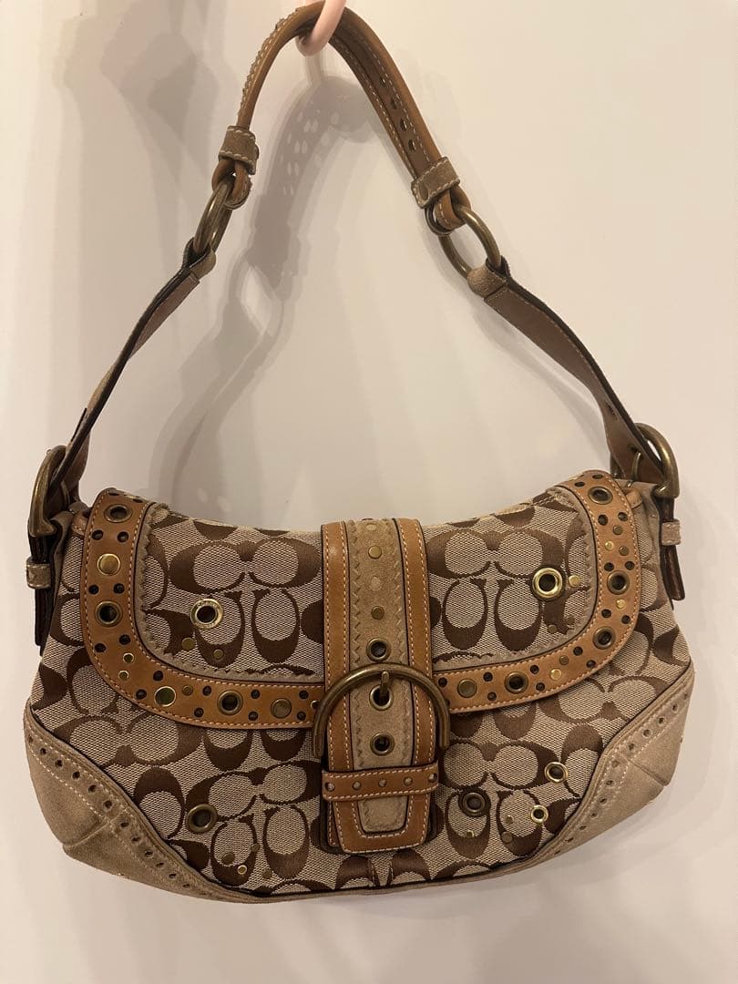 COACHソーホーシグネチャースタッズスエードワンショルダーバッグ ハンドバッグ COACH ワンショルダーバッグ ソーホー シグネチャー キャンバス