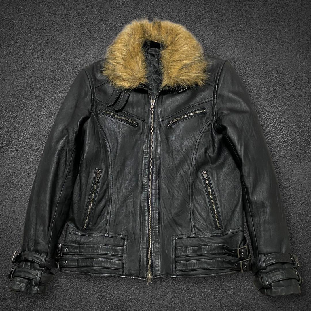 ジャケット・アウター JACKROSE fur biker leather jacket