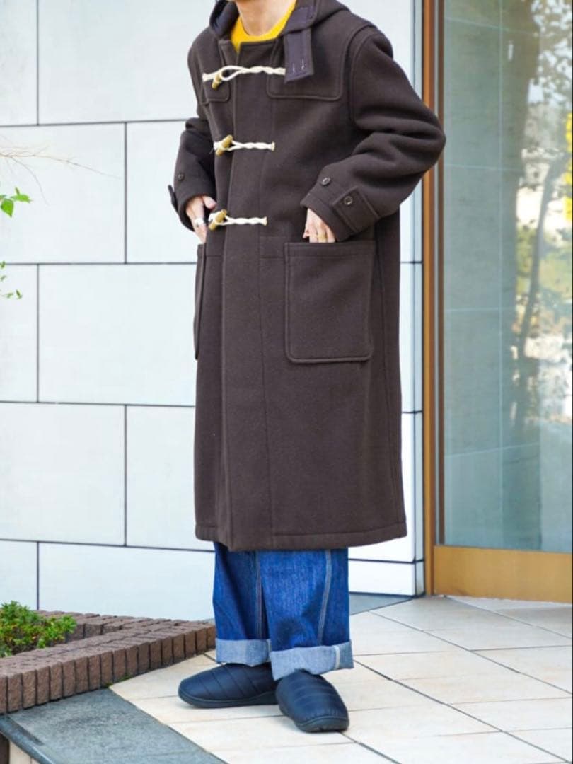【美品】LENOウールカシミヤメルトンダッフルコート（ブラウン） カシミヤ混