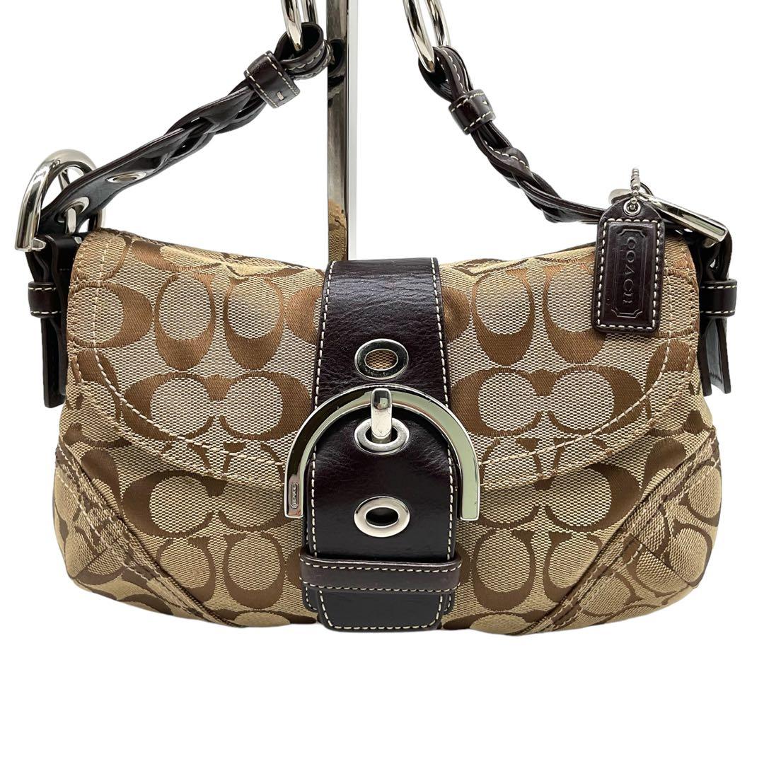 極美品 COACH コーチ ワンショルダーバッグ シグネチャー ソーホー