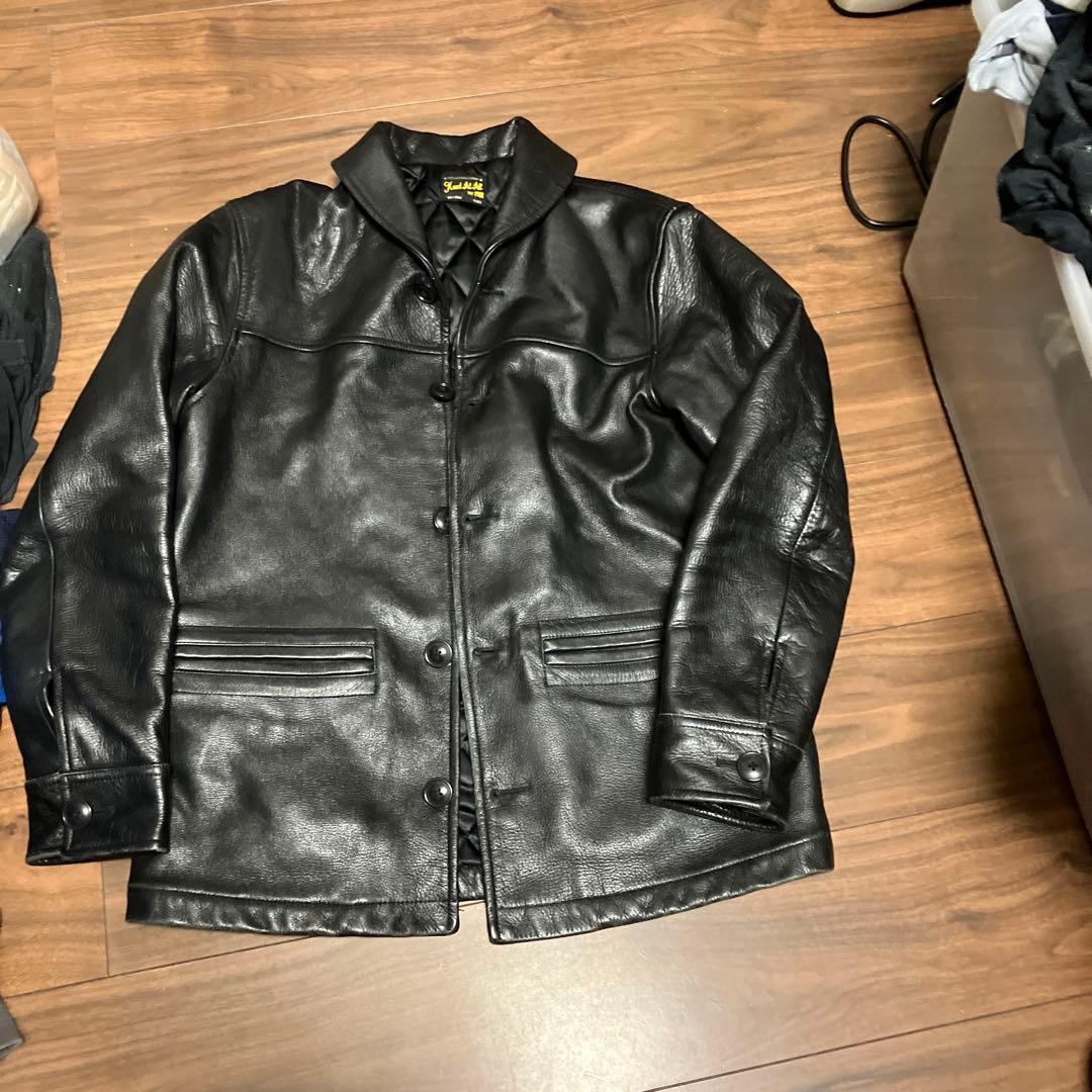 メイドインワールド Knot at All レザーカーコート　ブラック　M