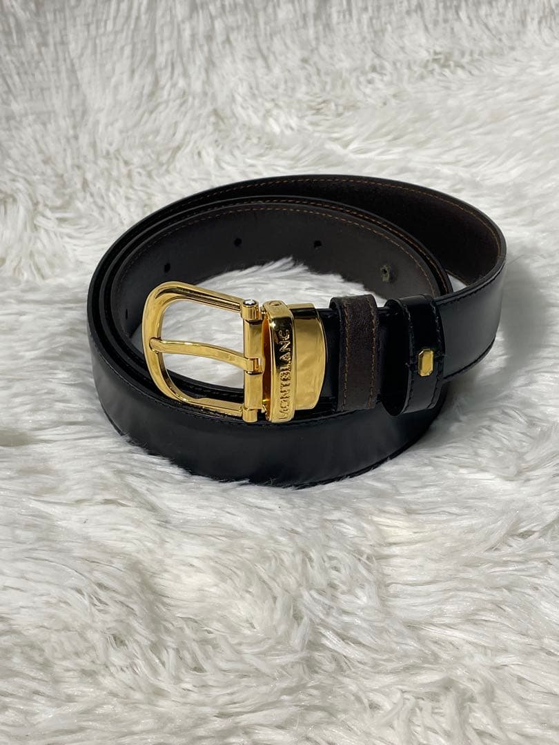MONTBLANC モンブラン 本革　レザーベルト 黒 ゴールド金具