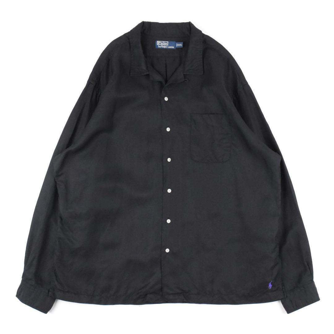 90s Polo Ralph Lauren Shirt LINEN SILK 黒