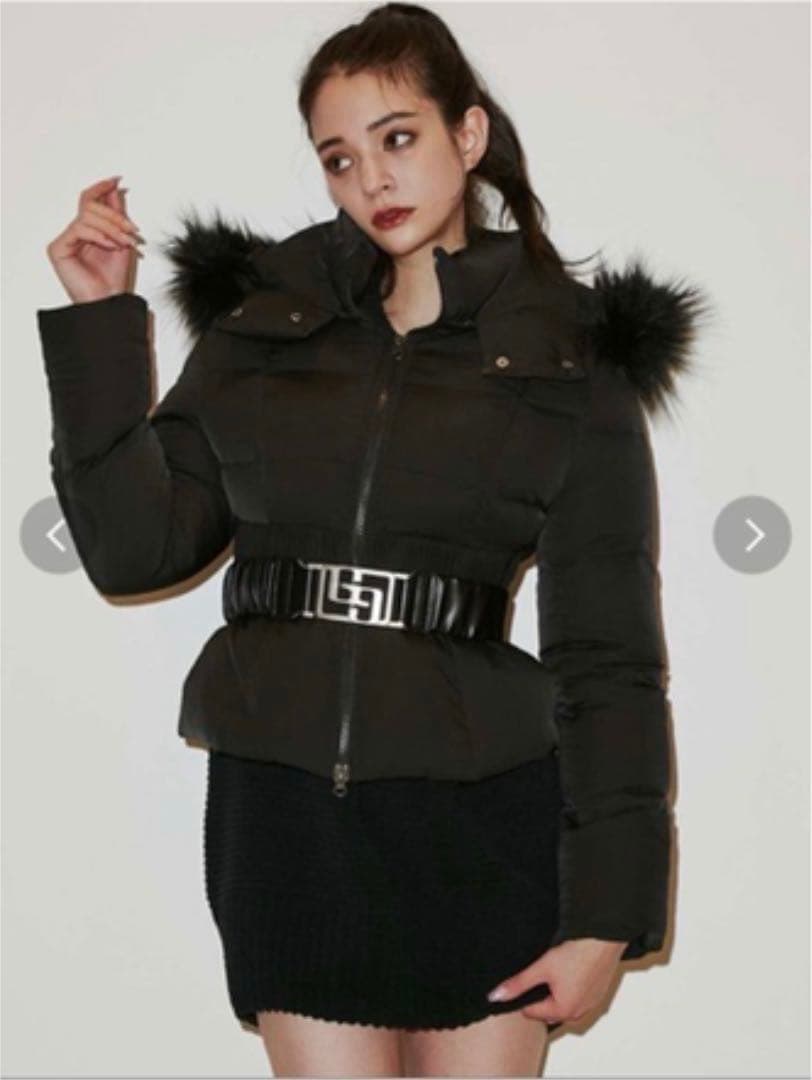 GYDAブラックショートダウンジャケットベルト付き