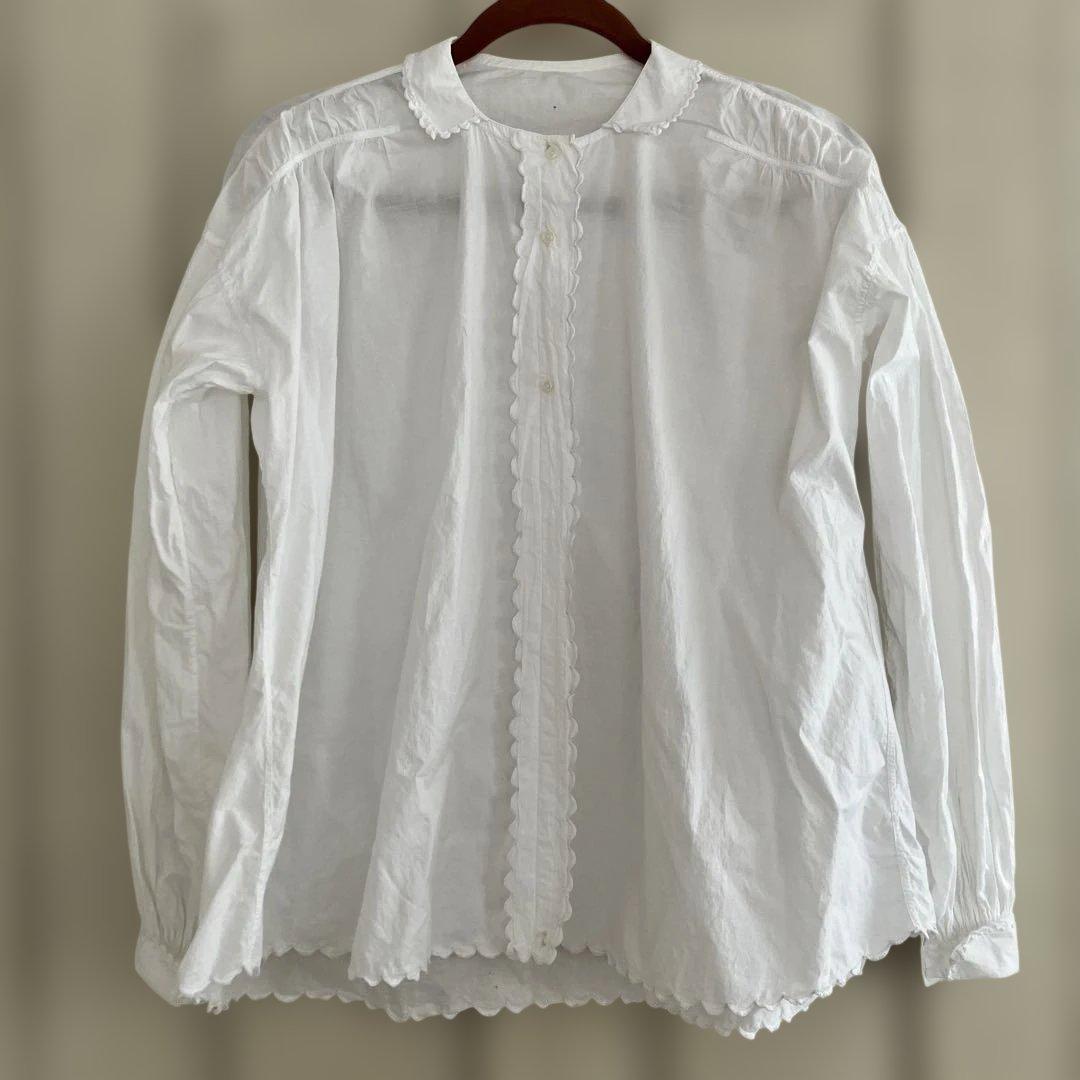 france antique blouse scallop手刺繍