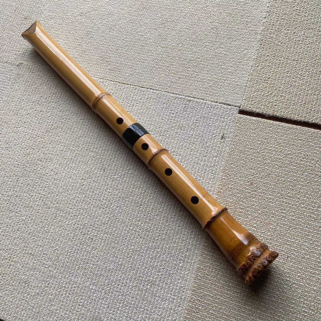 216尺八本体 一尺八寸管竹製 ナチュラル朝水銘？