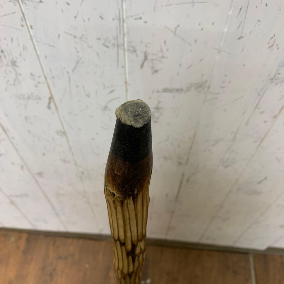 B-2 【希少】定義如来 金剛杖 木彫り 杖 登山 参拝 縁起物 昭和レトロ