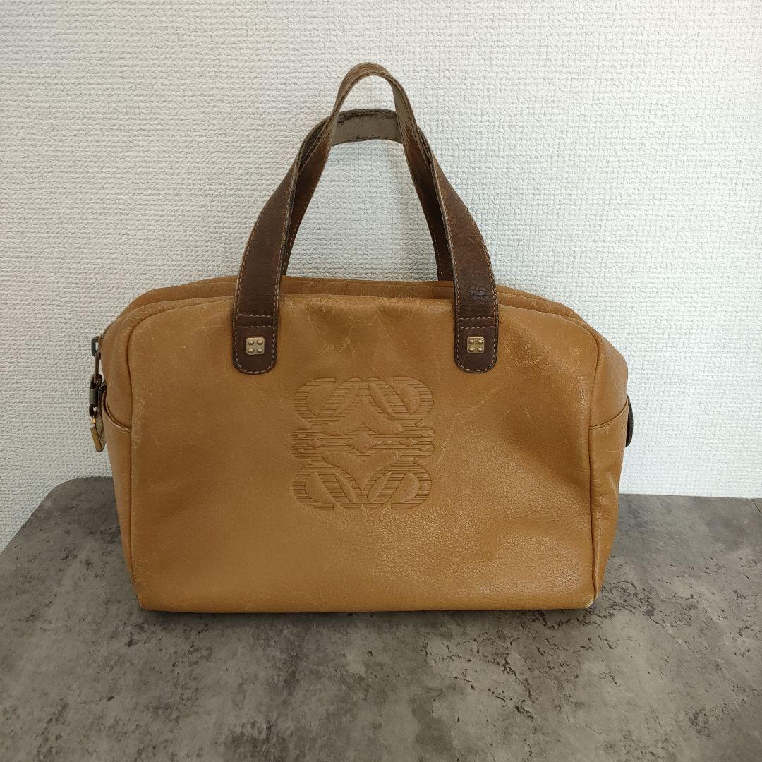 ロエベ　LOEWE　ミニボストン　アナグラム　レザー　ヴィンテージ