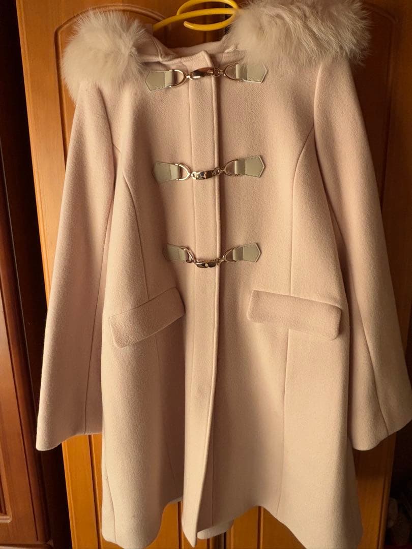 LEST ROSE ファー付き淡いピンクダッフルコート