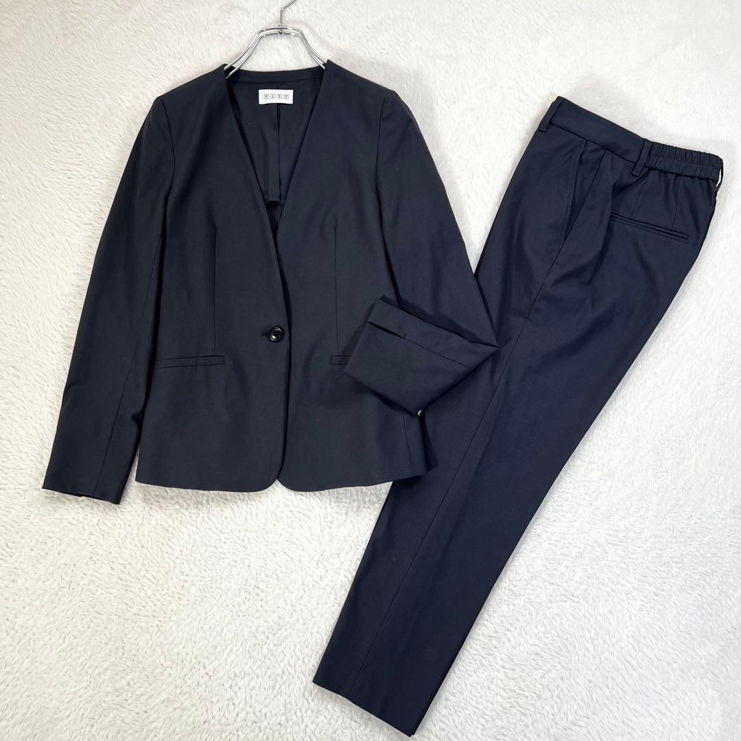 美品✨プラステ ノーカラージャケット パンツスーツ セットアップ ネイビー XS
