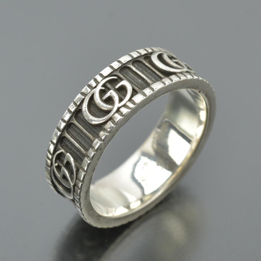 美品◇グッチ ダブルG ワイド リング 22号 SV925シルバー ブラック箱付