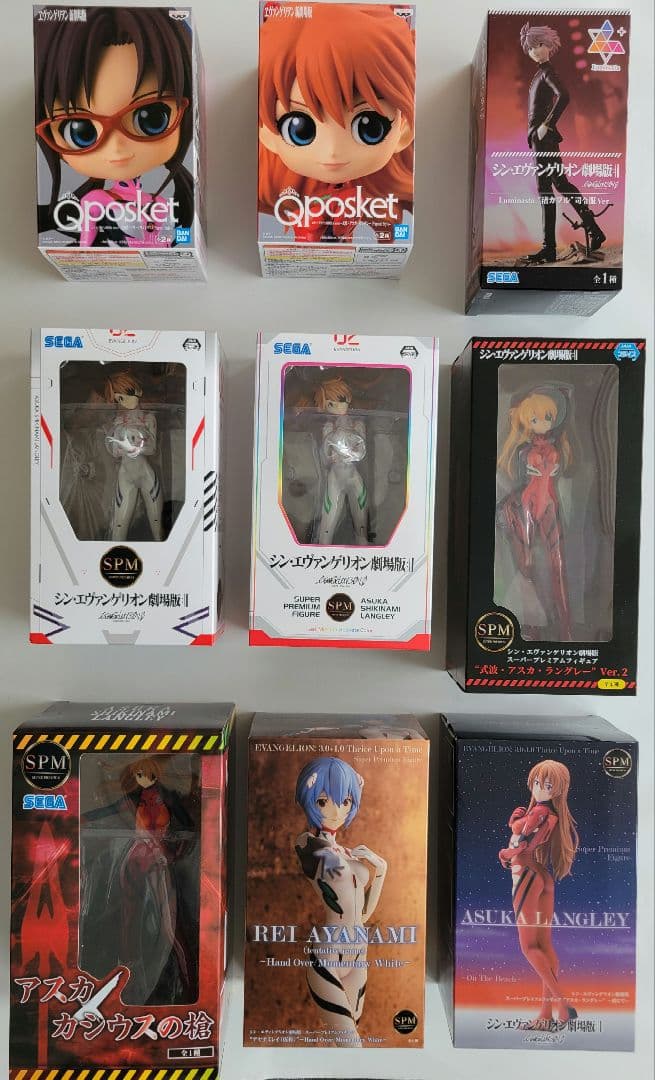 エヴァンゲリオンフィギュアセット (9個) アスカ・レイ・Qposket・SPM ヱヴァンゲリヲン新劇場版』永遠のヒロイン・レイとアスカがドール風