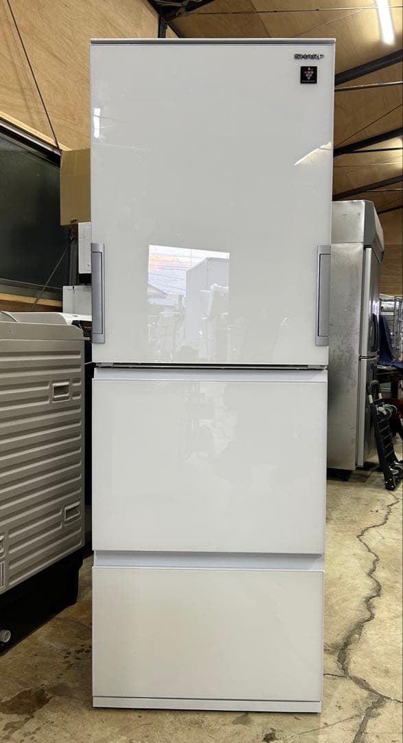 SHARP 冷蔵庫 SJ-GW35J-W 350L どっちもドア2022年製 SJ-GW35J-W どっちもドア(ガラス)冷蔵庫350L 1台 シャープ 【通販