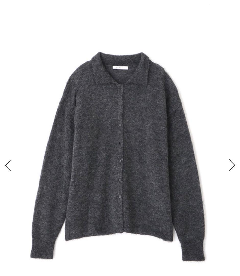 【美品】 ダークグレー ボタン付きカーディガン