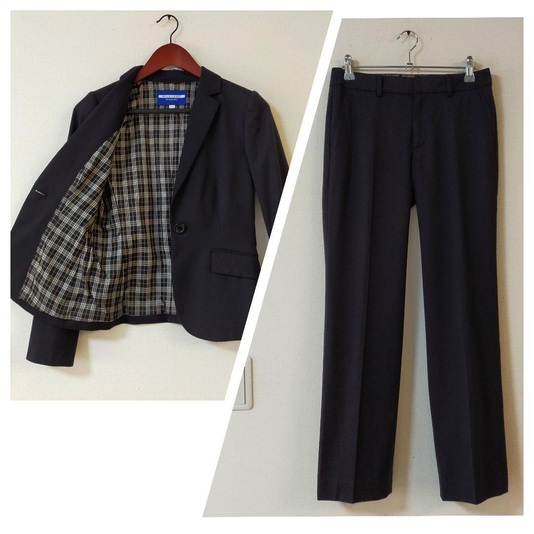 美品　BURBERRY　36　黒無地　パンツスーツ　セットアップ　ノバチェック 中古・古着通販】BURBERRY BLACK LABEL (バーバリーブラックレーベル