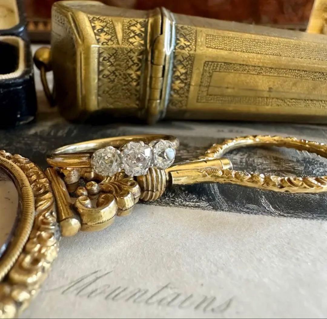 t*o様 オールドマインカットダイヤモンド　トリロジーリング　エドワーディアン