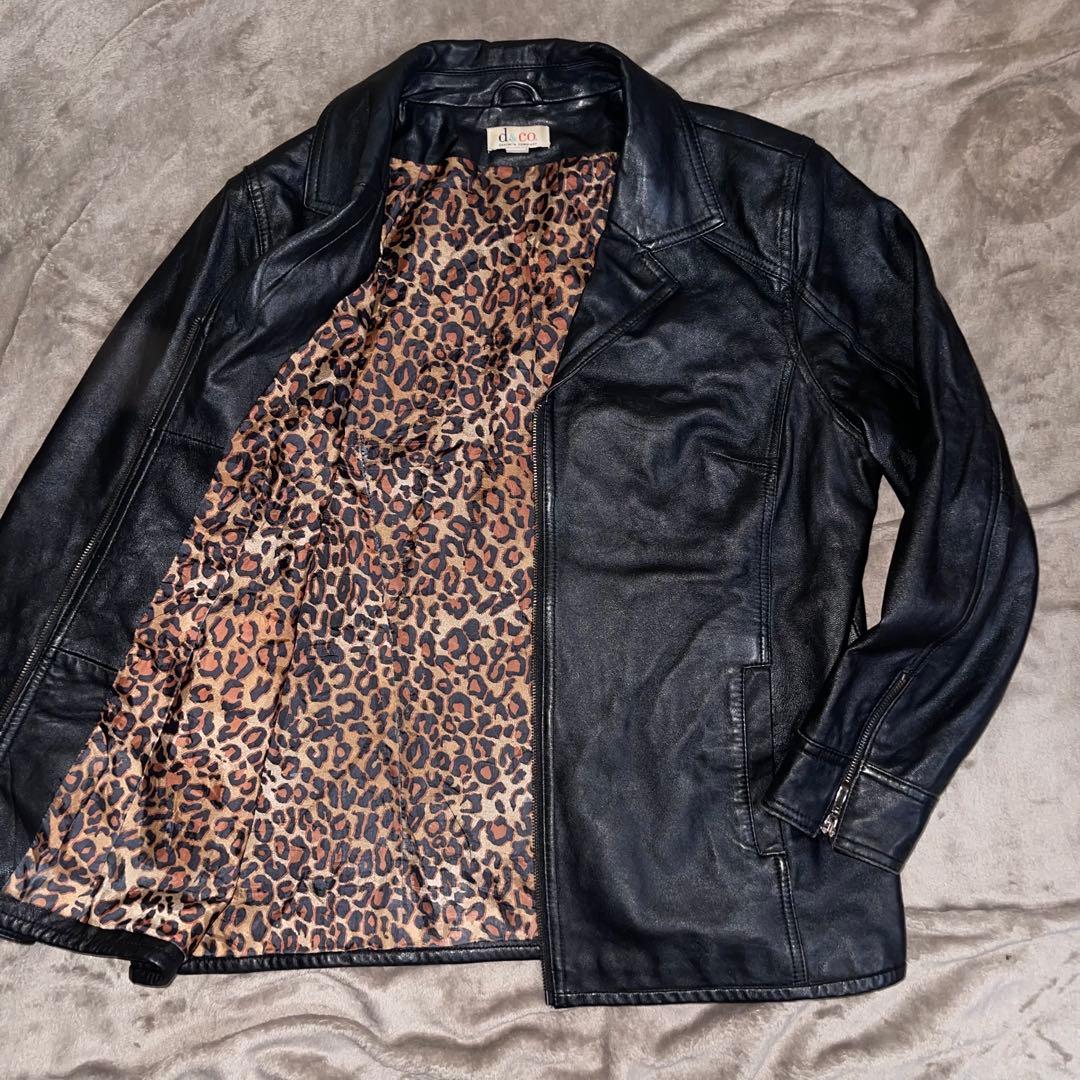 00s y2k 平成 レザー シングルライダース レオパード