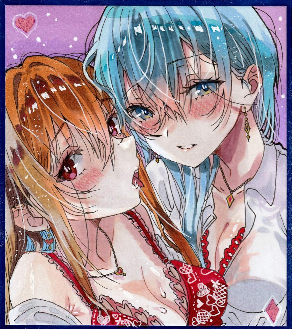 薫*凛様 手描きイラスト オリジナルイラスト アナログイラスト 色紙 イラスト