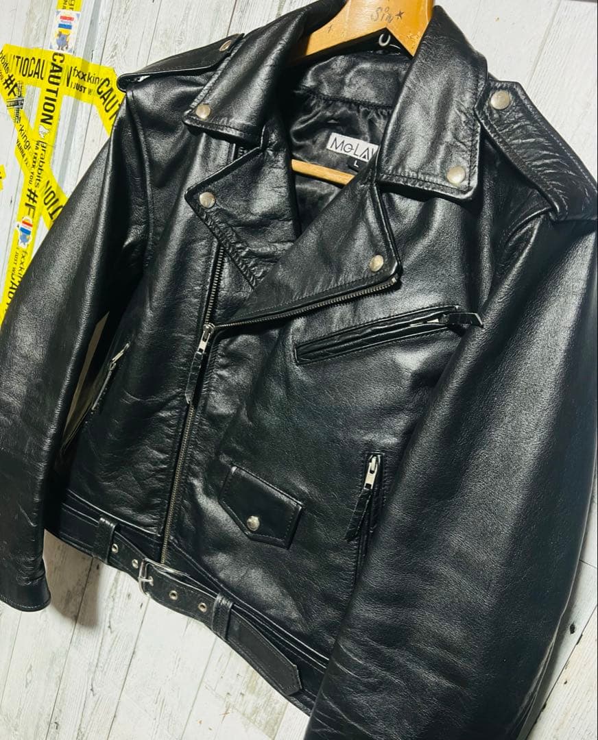 極限定 皮の但馬 ダブルライダース 本革レザー 水牛革 短丈 Lサイズ y2k