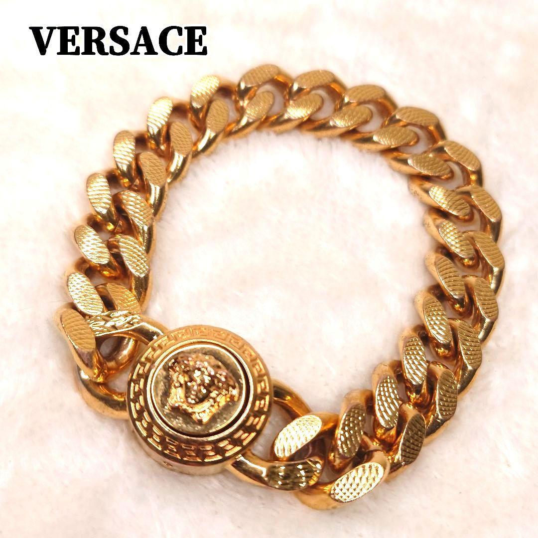 【美品】ヴェルサーチ チェーンブレスレット 喜平 M メデューサ ゴールド系