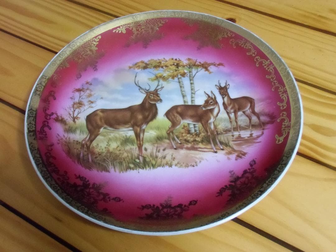 ＫＶドイツ＊ＳＴＷババリア/バイエルン陶器＊鹿狩りキャビネット皿＊約２９．５ｃｍ