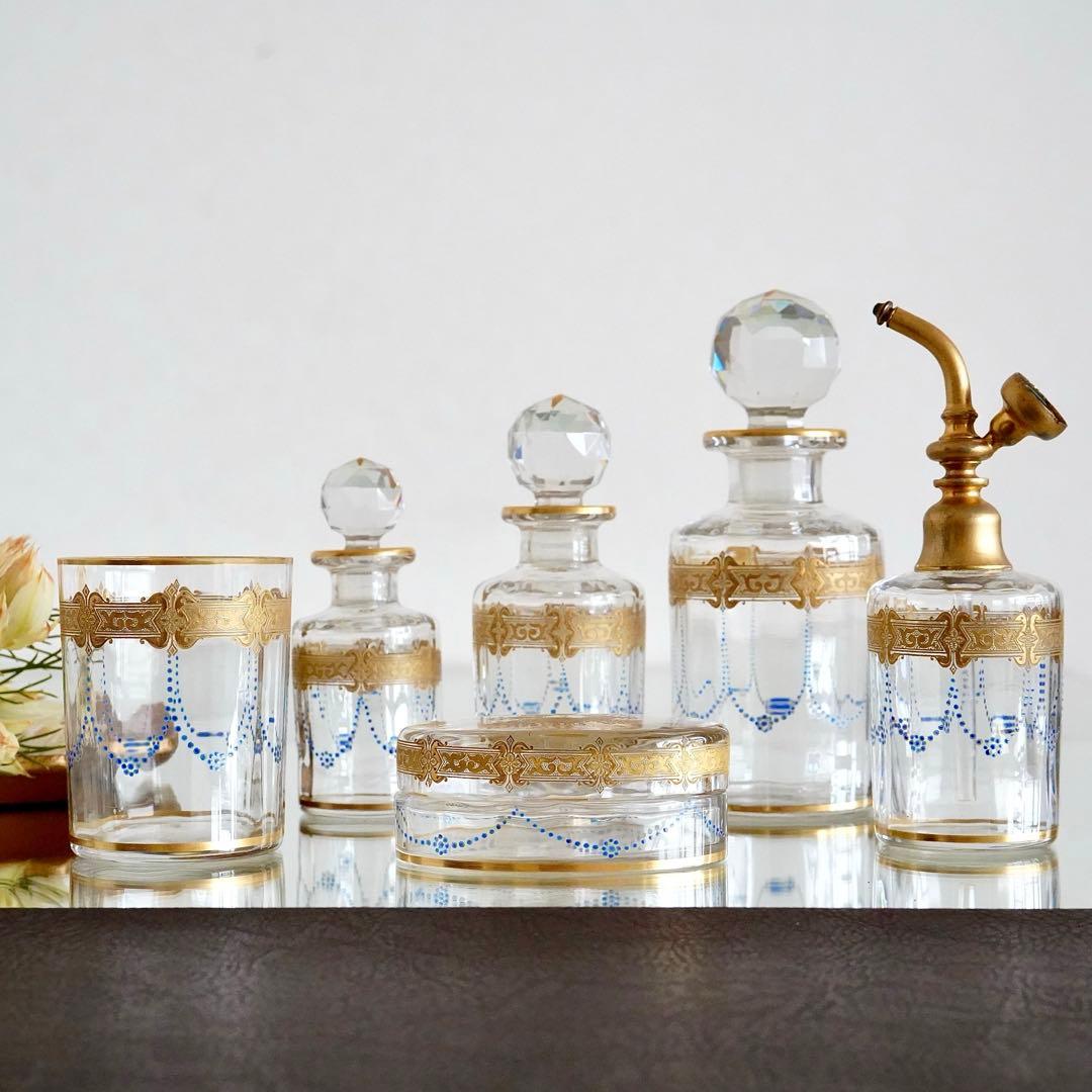 ぷっちまま様専用☆オールドバカラ 香水瓶M＆ラスター彩エナメル彩グラス2