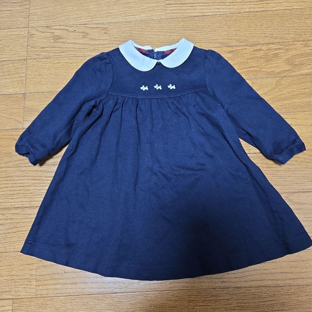 familiar ファミリア ネイビー 襟付きワンピース 犬の刺繍 80cm - メルカリ