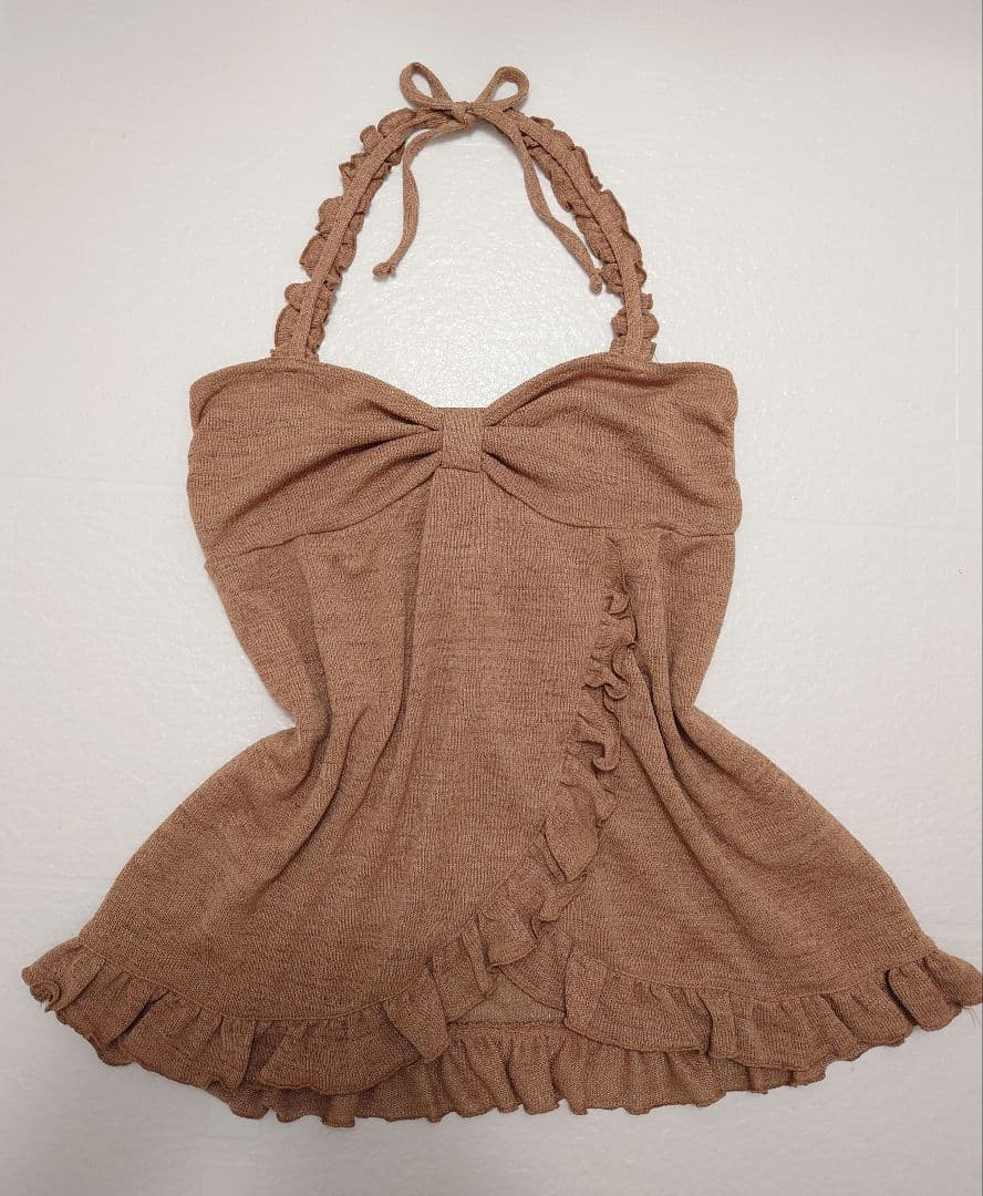 2000s LIZLISA 希少 旧タグ ブラウン フリル付きキャミソール