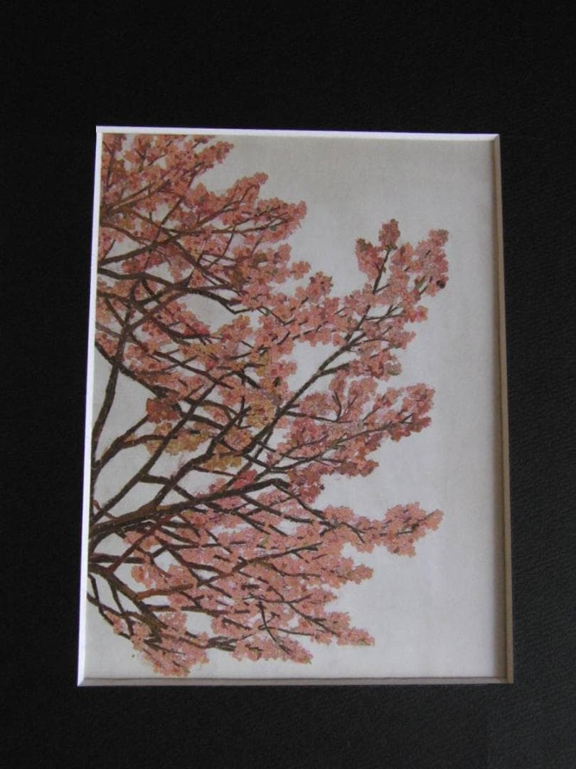 山下清、【桜にハチ】、希少な額装用画集より、美品、日本人画家、新品額装付