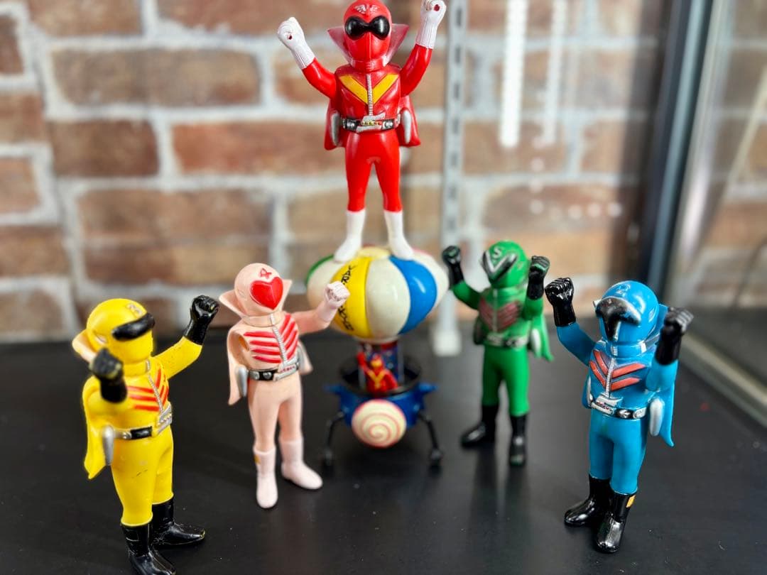 福*郎様 秘密戦隊ゴレンジャー　ソフビ　ポピー　フィギュア 5体セット当時物