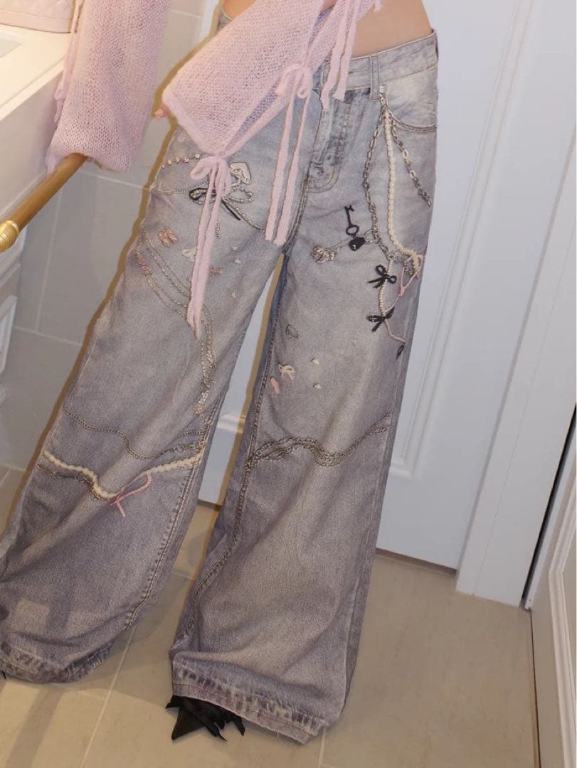 パンツ rouge by pomme toy print denim