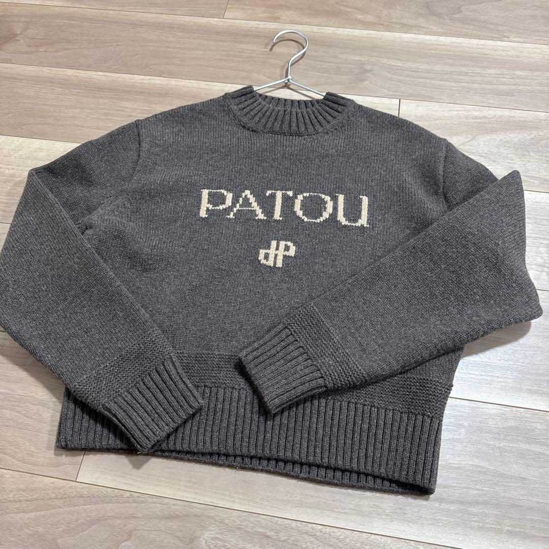 PATOU グレー ロゴ入り 長袖ニット M