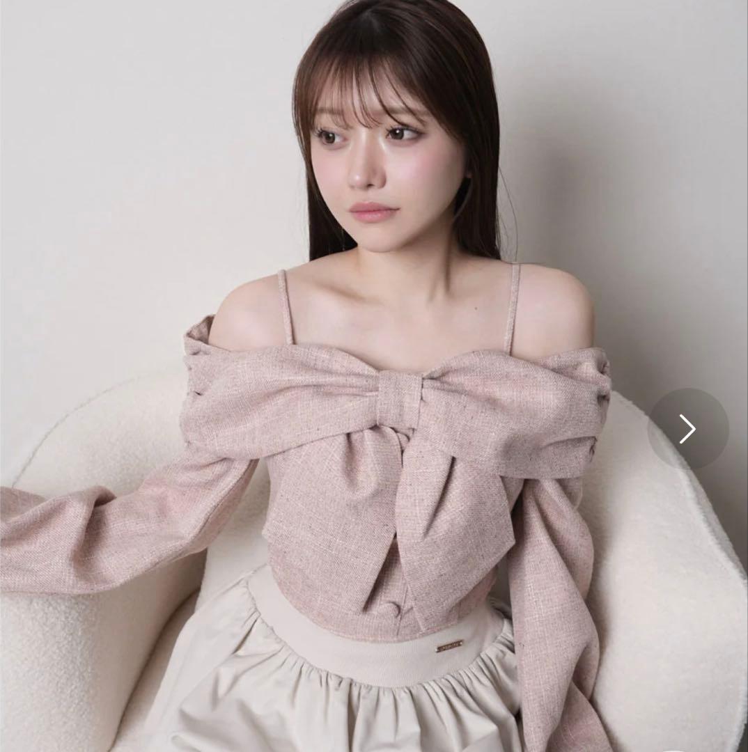 リップサービス　リボンオフショルロングスリーブトップス