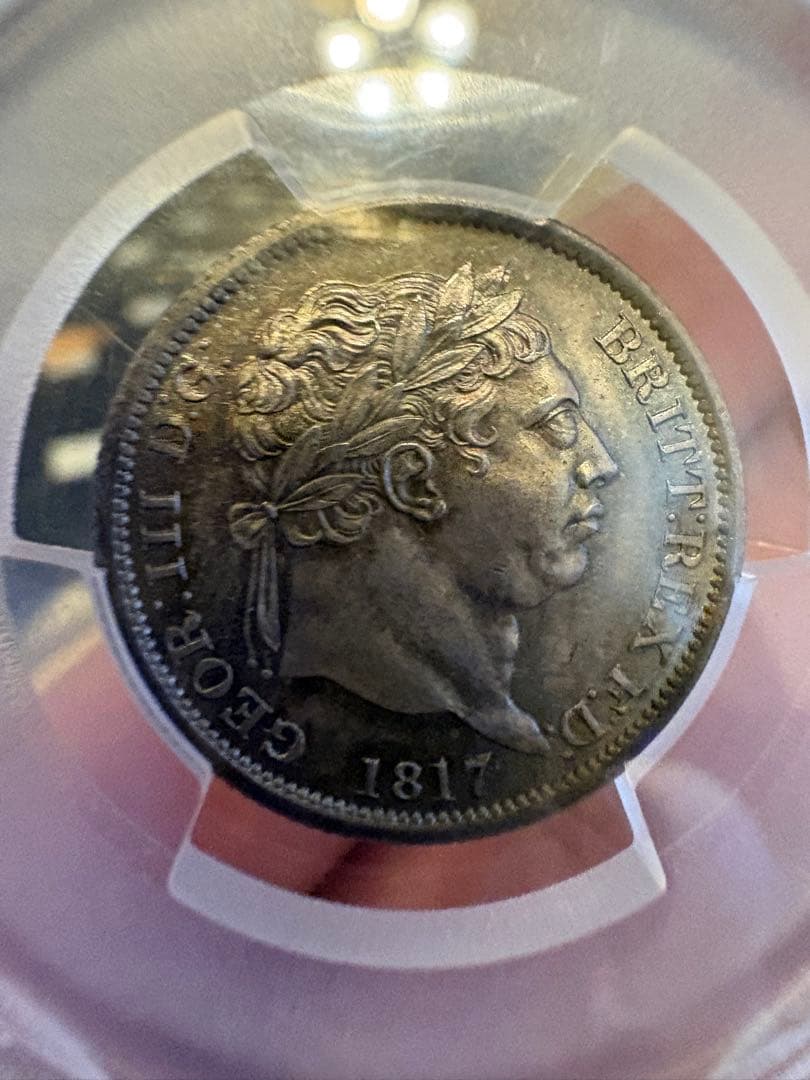 1817年 イギリス「ジョージ3世 シリング銀貨（Shilling）」MS65