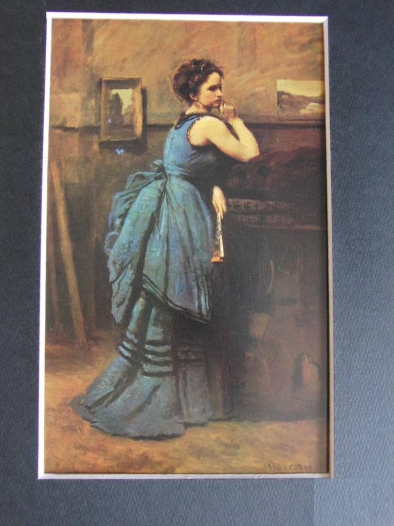 ジャン＝バティスト・カミーユ・コロー、【青衣の婦人】、希少な額装用画集より コローの『青い服の婦人』を見に、マルモッタン美術館へ。｜Paris