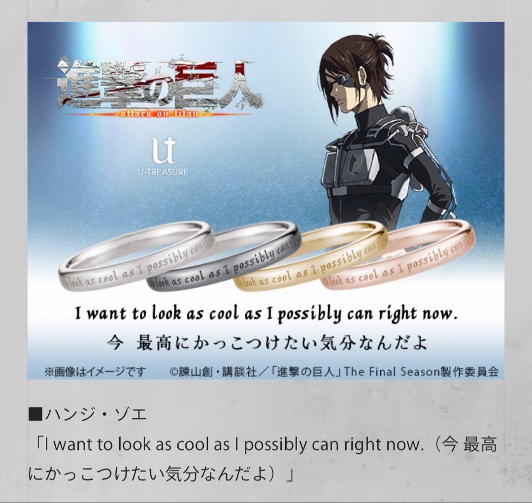 進撃の巨人　メッセージリング　ハンジ・ゾエ19号 TVアニメ『進撃の巨人』】シンプルメッセージリング（The Final Season