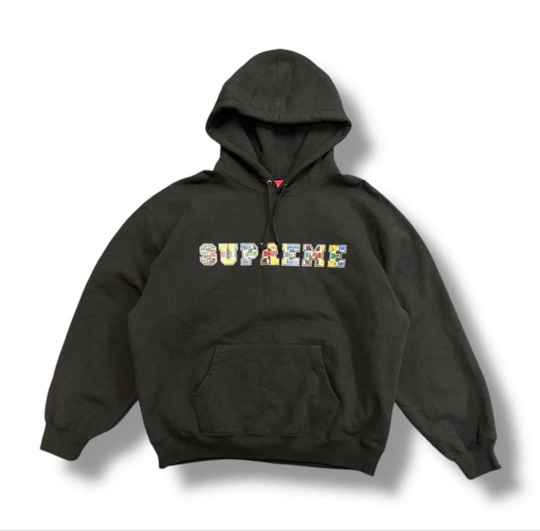 SUPREME カレッジエイトパッチワークレザーパーカー