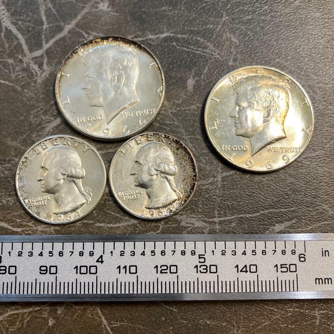 アメリカ　古銭　銀貨　ハーフダラー　クウォーター　　1964 1969 アメリカ 古銭 銀貨 ハーフダラー クウォーター 1964 1969 アメリカ 50