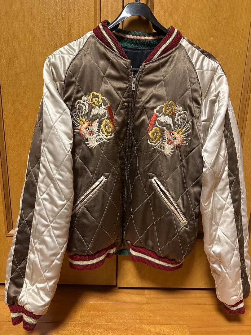 東洋リバーシブルスカジャンL 90s 舞妓×龍 キルティング中綿