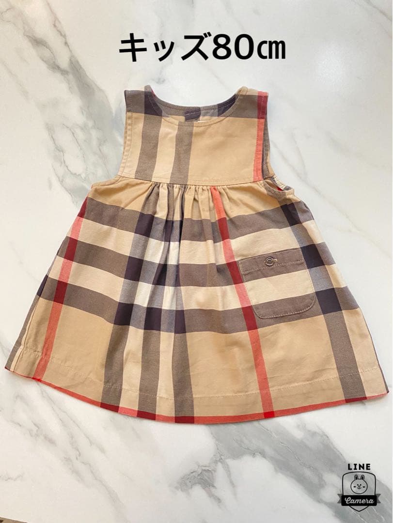超美品本物バーバリーBurberry上質コットン混ノースリーブワンピース☆