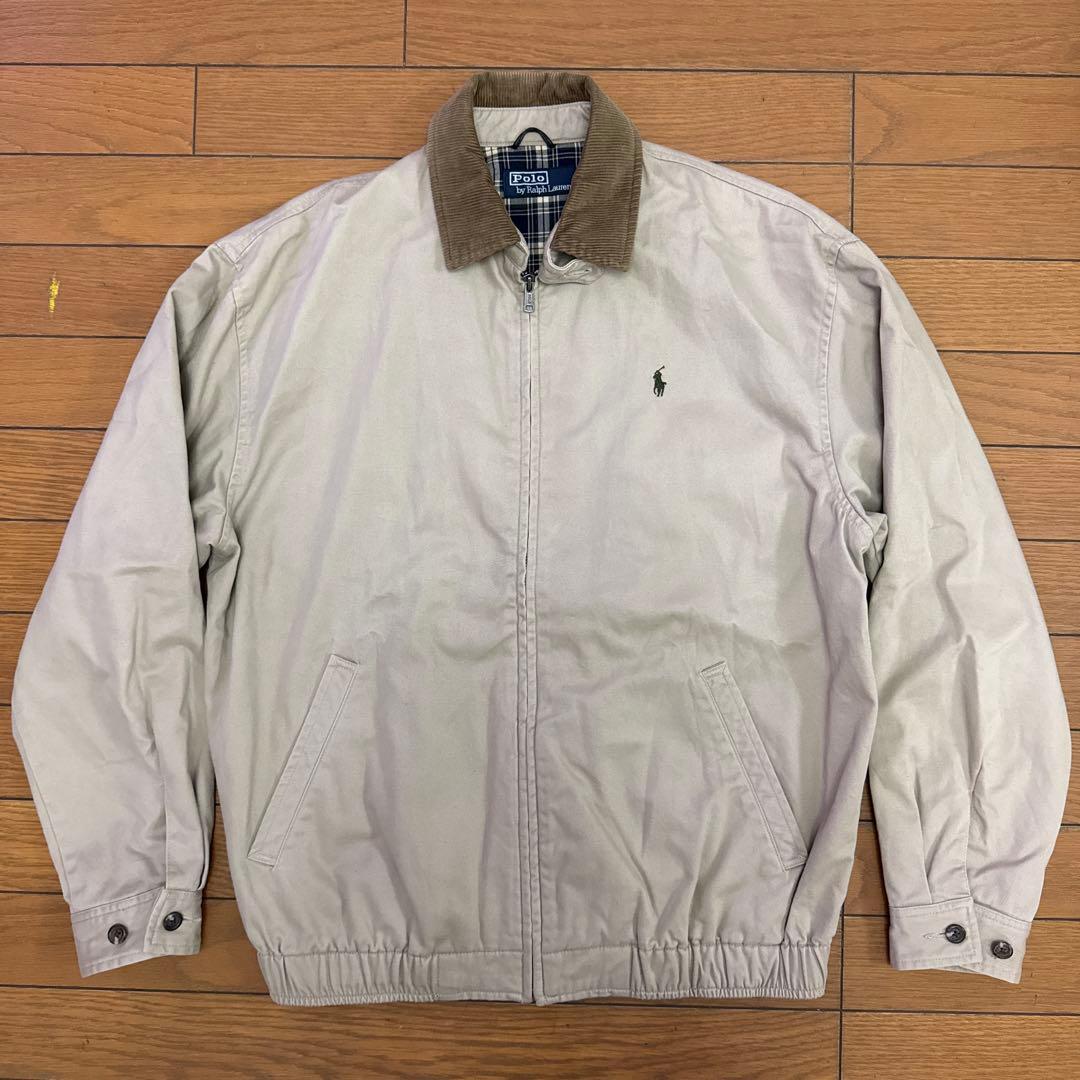 90s POLO RALPH LAUREN スイングトップ 襟コーデュロイ 裏地 古着 Polo Ralph Lauren 襟 コーデュロイ 裏地 チェック コットン