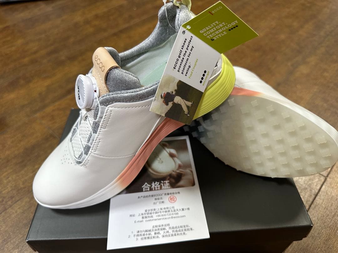 ECCO GOLF THREE ゴルフシューズ EU38 ECCO Golf S Three ウィメンズ レザーGore-Texゴルフシューズ | ホワイト