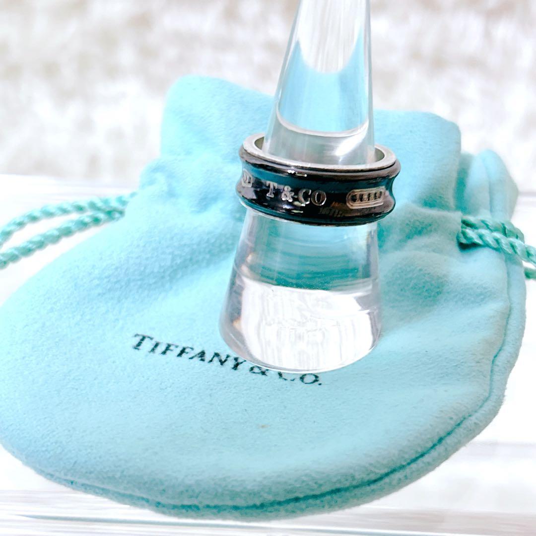 ティファニー 1837 ナロー リング ブラックチタン シルバー 指輪　16号