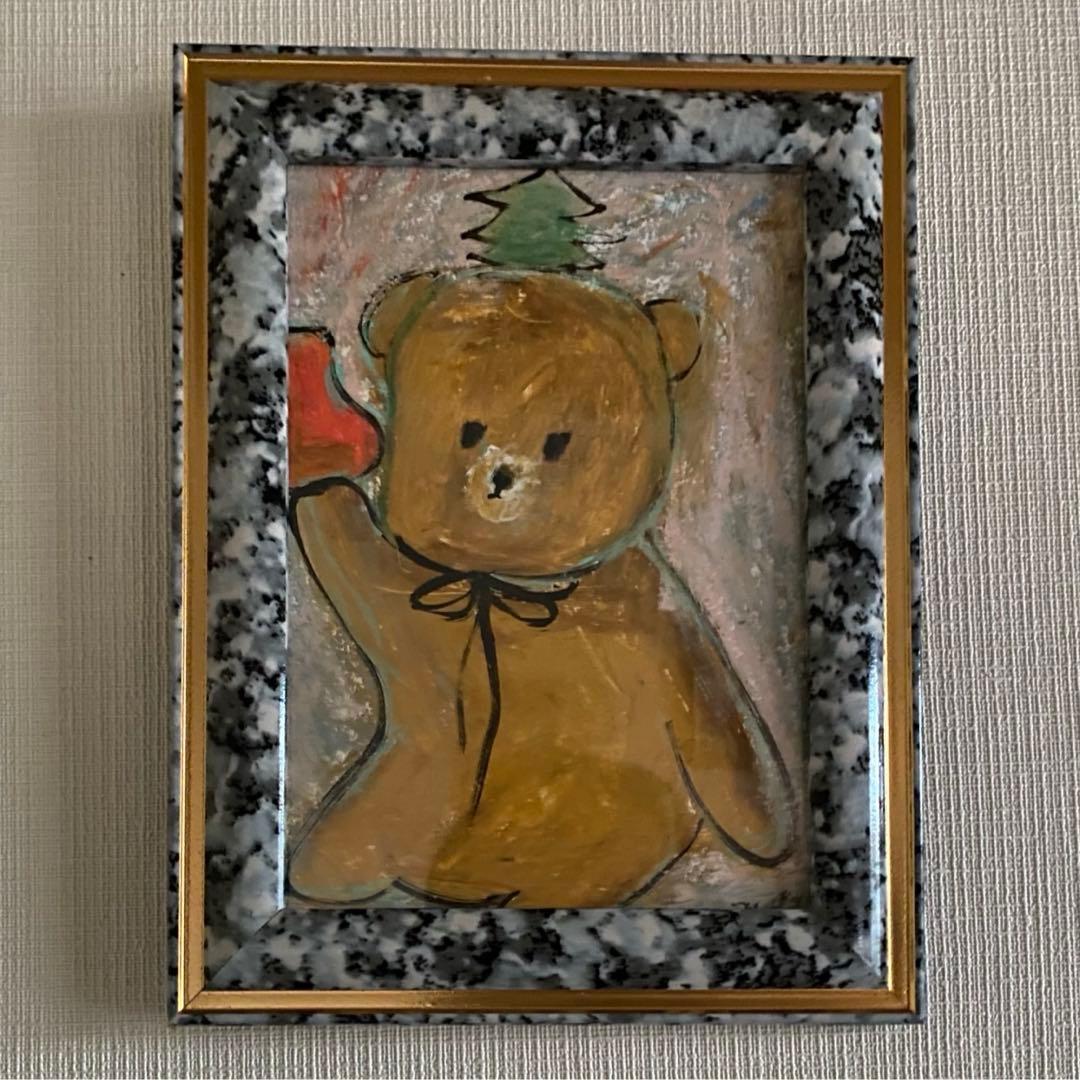 絵画。原画【クリスマスを迎えて可愛い熊ちゃん】