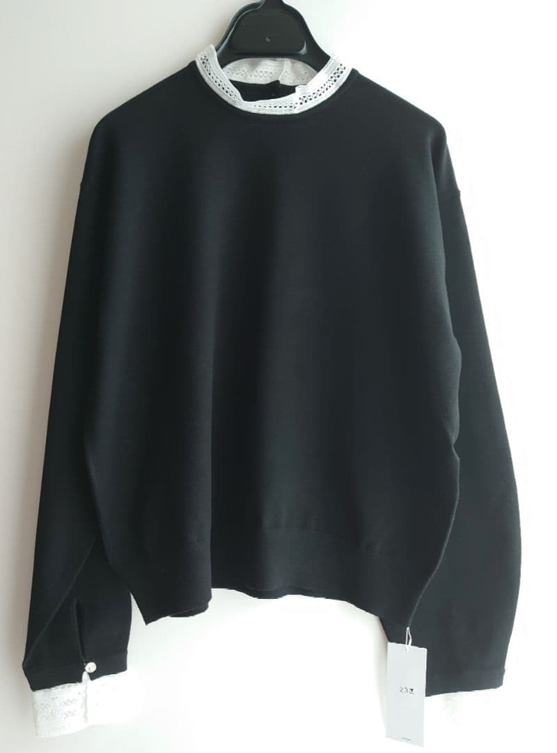 23区【洗える】ヴィスコースストレッチ レースコンビ ニット